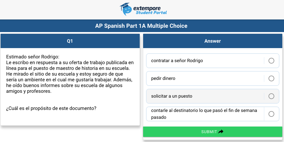 AP Multiple Choice on Extempore
